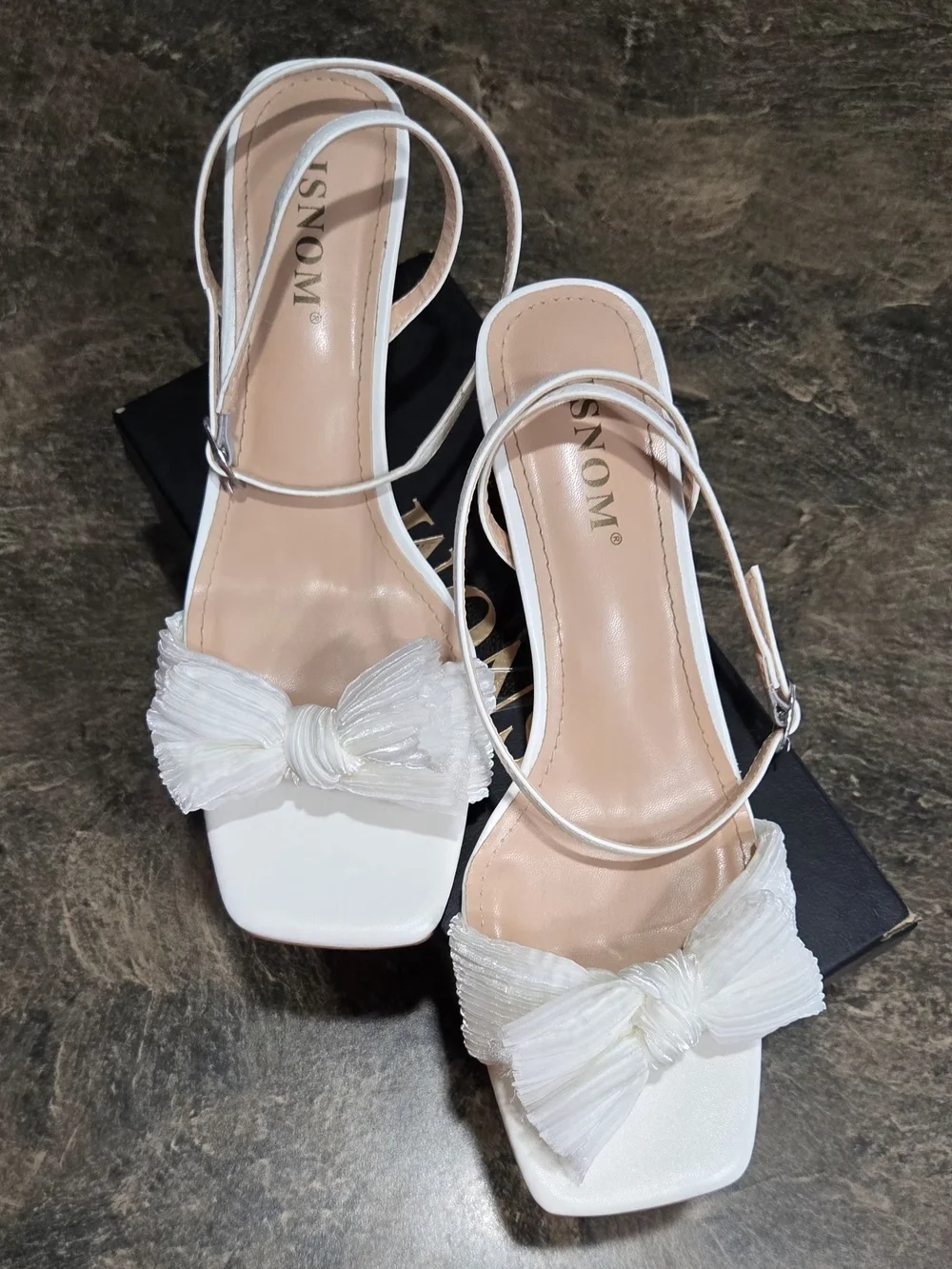 ISNOM Women's Bow Knot Heeled Sandals #1278